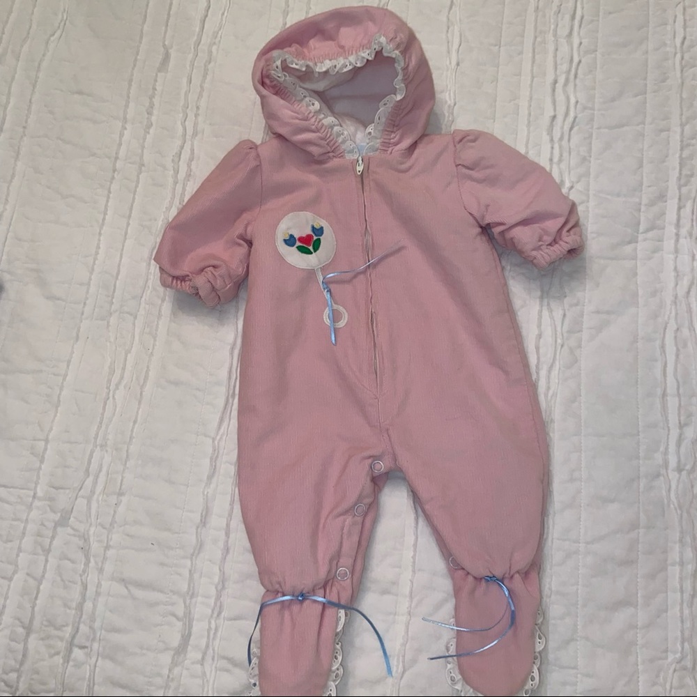 Vintage Neiman Marcus Pink Corduroy Baby Winter Suit
